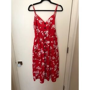 Red floral dress
